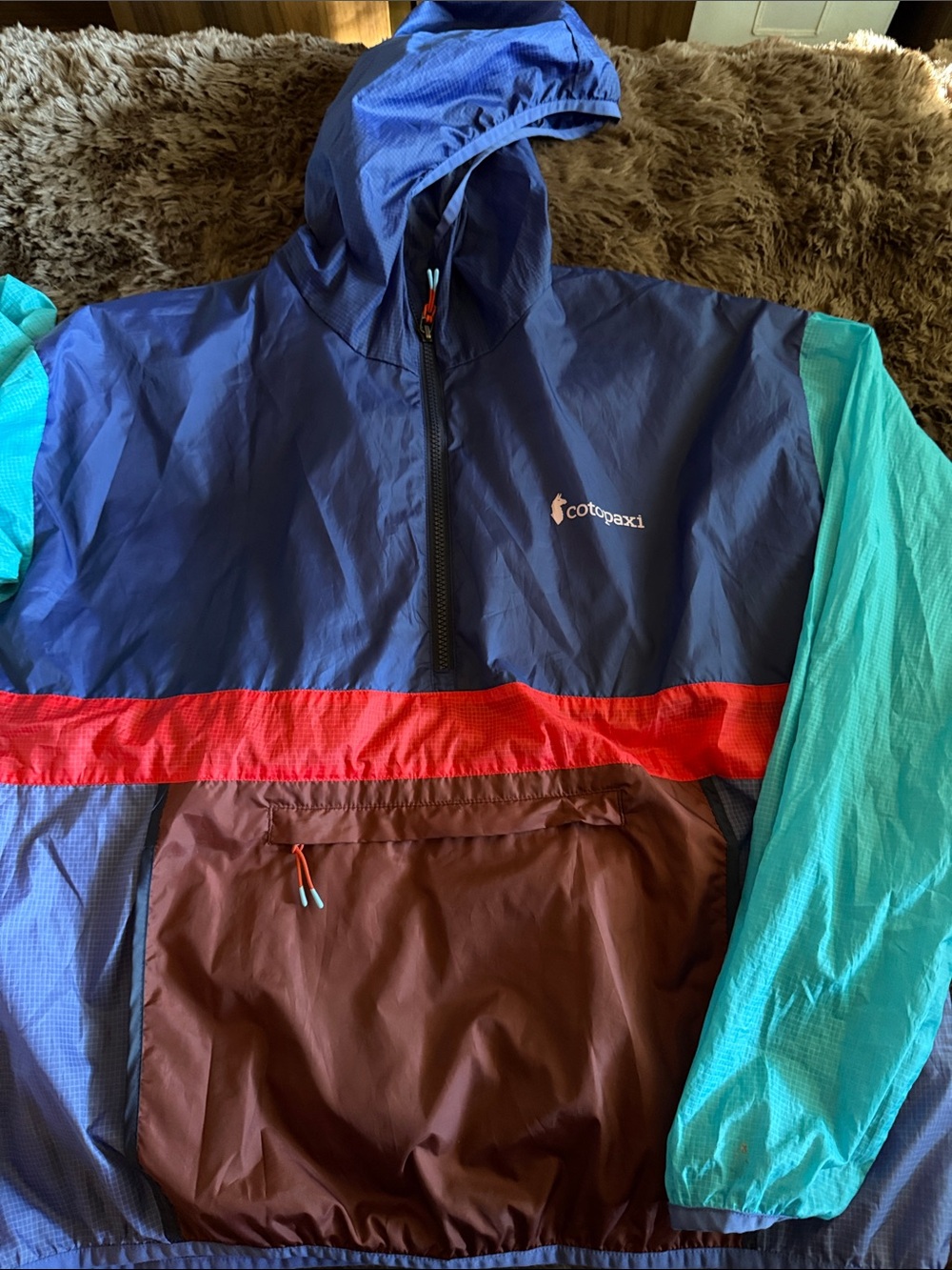 Cotopaxi Women’s Colorblock Windbreaker Jacket - Navy, Teal & Red